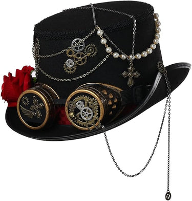 BLESSUME Sombrero Steampunk con gafas Unisex, Halloween, fiesta temática, carnaval Hat